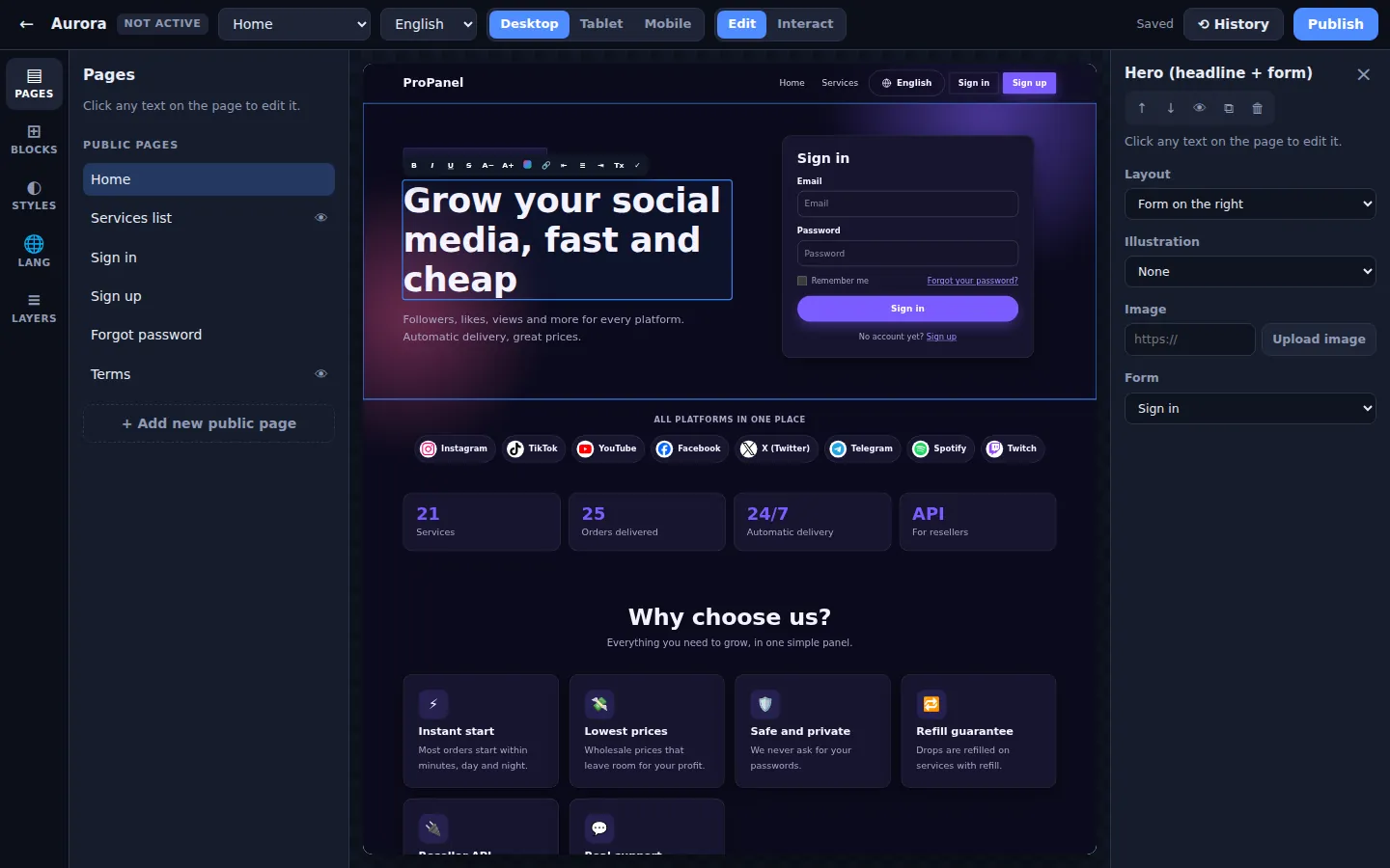 Live editor